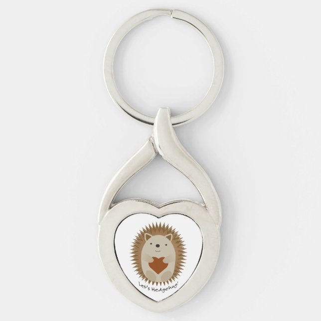 Lets Hedgehug Hegehog Twisted Heart Silverfärgad Nyckelring (Framsidan)