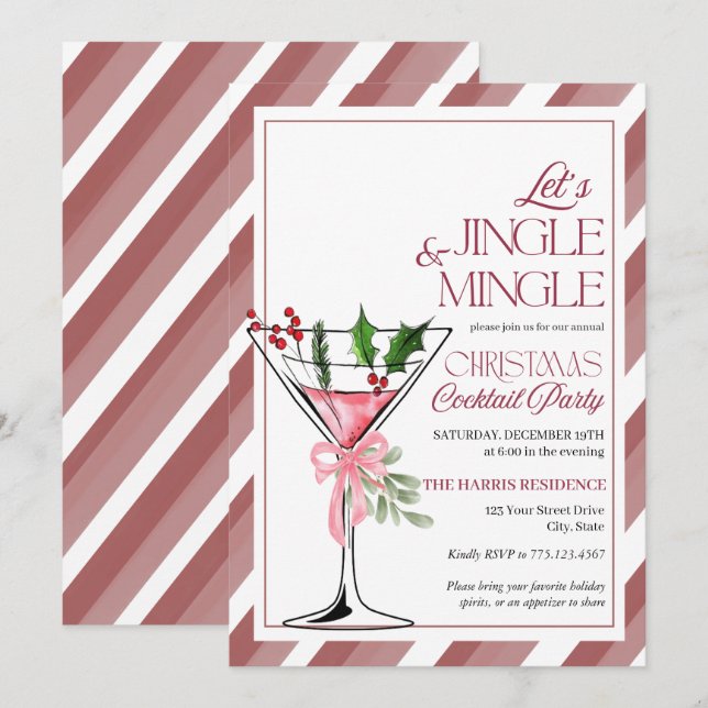 Let's Jingle and Mingle Holiday Party  Inbjudningar (Fram/baksida)