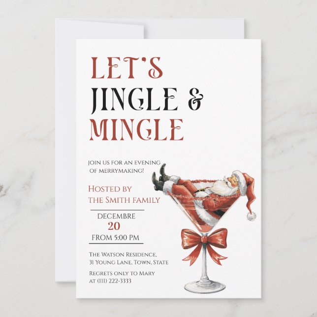 Let's Jingle and Mingle, Santa christmas Party Inbjudningar (Framsida)
