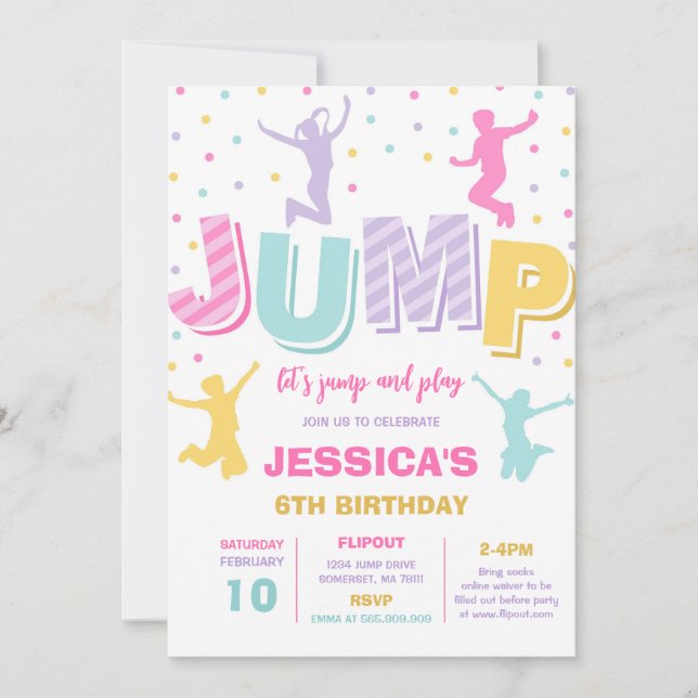 Let's Jump and Play Birthday Party Invitation Inbjudningar (Framsida)