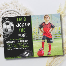 Let's Kick up the fun!, Funny Soccer Birthday Inbjudningar