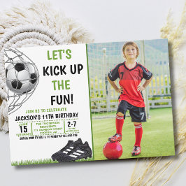 Let's Kick up the fun!, Funny Soccer Birthday Inbjudningar