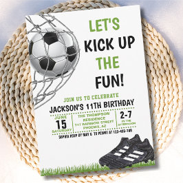 Let's Kick up the fun!, Funny Soccer Birthday Inbjudningar
