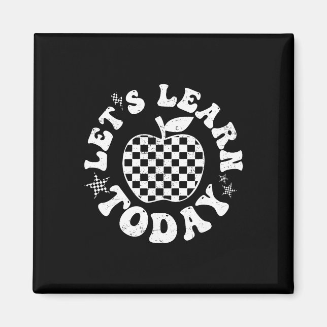 Let's Learn Today Checkered Apple Ck To School Tea Magnet (Framsidan)