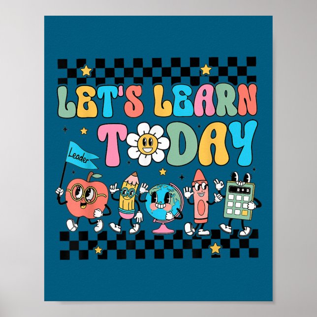 Let's Learn Today Retro Back To School Teacher Mot Poster (Framsidan)
