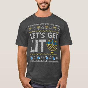 Lets Lit Chanukah Jewish Jew Dreidel Hannukah T Shirt