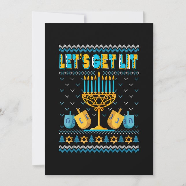 Lets Lit Menorah Hanukkah Funny Jul Ugly Spara Datumet (Framsida)