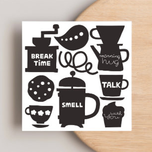 LET'S MET FOR COFFEE Flat Note Card Tack Kort