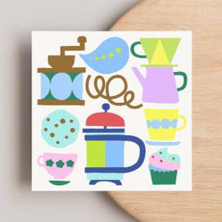 LET'S MET FOR COFFEE Flat Note Card Tack Kort
