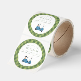 Let's Par Tee Golf Argyle Pattern First Birthday Runt Klistermärke