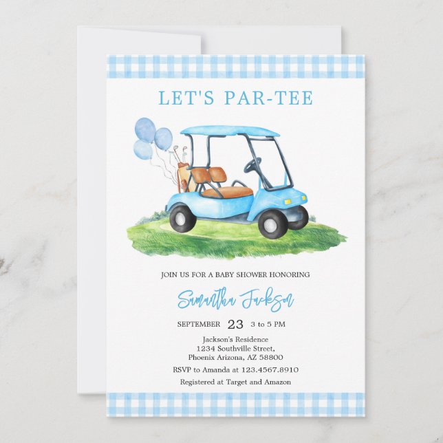 Let's Par-tee Golf Baby Shower Invitation Inbjudningar (Framsida)