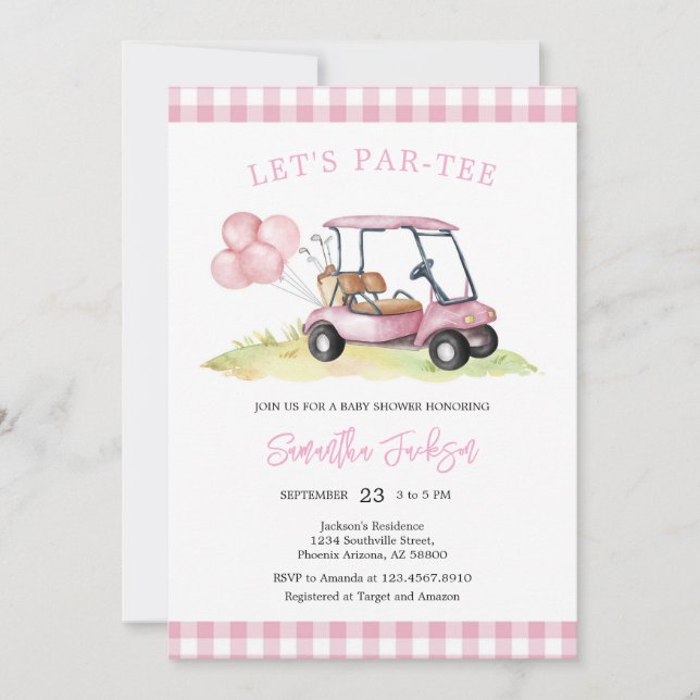 Let's Par-tee Golf Baby Shower Invitation Inbjudningar (Framsida)