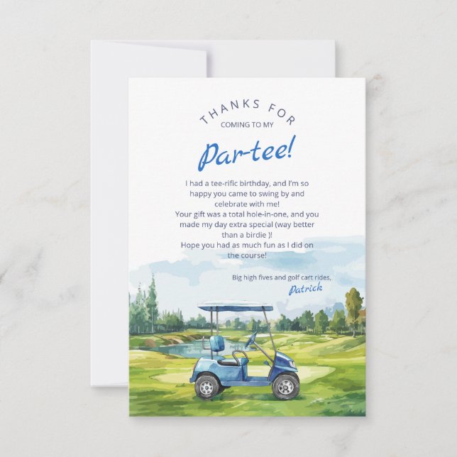 Let's Par-Tee Golf Birthday Blue Tack Kort (Framsida)