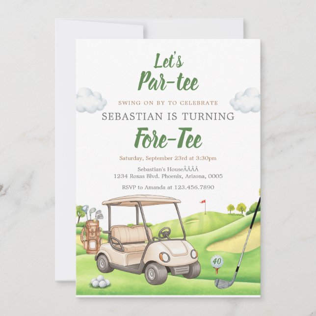 Let's Par Tee Golf Birthday Invitation Inbjudningar (Framsida)