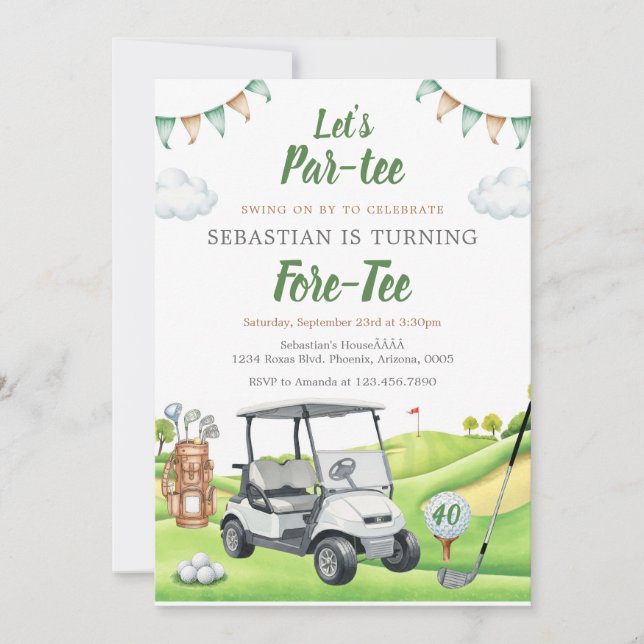 Let's Par Tee Golf Birthday Invitation Inbjudningar (Framsida)