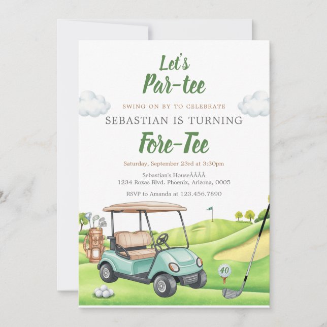 Let's Par Tee Golf Birthday Invitation Inbjudningar (Framsida)