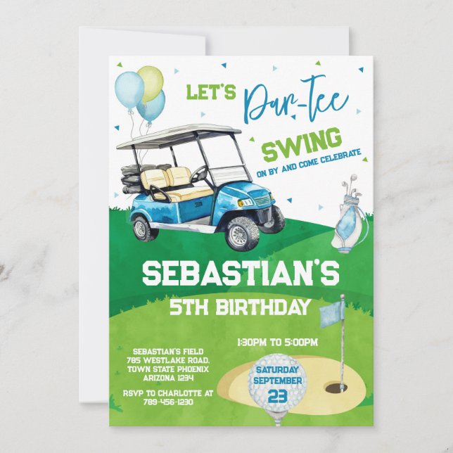 Let's Par Tee Golf Birthday Invitation Inbjudningar (Framsida)