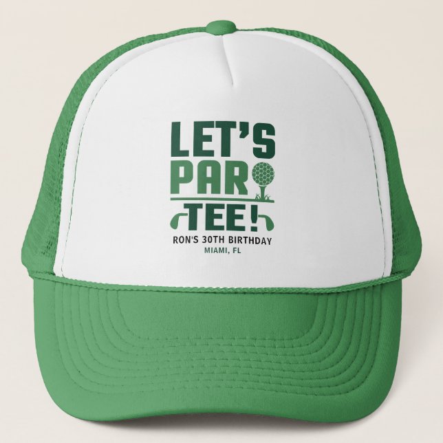 Let's Par-tee Golf Party Customized Golf Birthday Keps (Framsida)