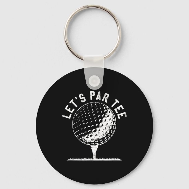 Lets Par Tee Shirt Funny Golf Player Gift  Nyckelring (Framsida)