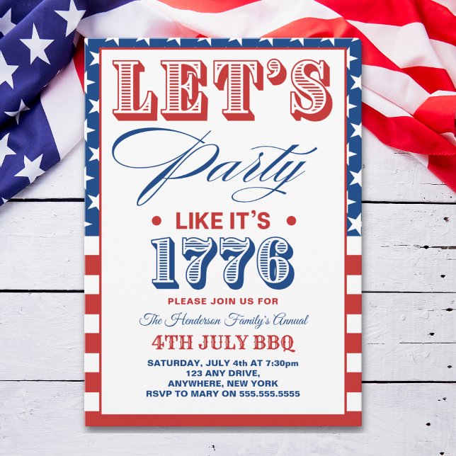 Lets Party Like It's 1776 Funny 4th July Party Inbjudningar (Skapare uppladdad)