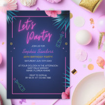 Let's Party Neon Electric Pink Birthday