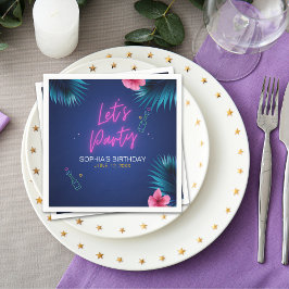Let's Party Neon Electric Pink Birthday Woman Pappersservett