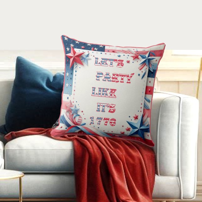 Lets Party som dess amerikanska Independence day 1 Kudde (Lets Party Like Its 1776 American Independence Day Throw Pillow)