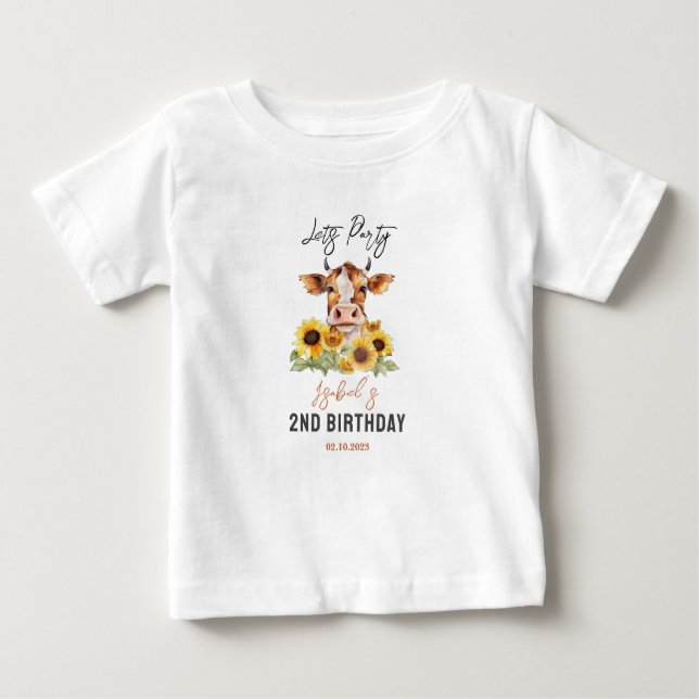 Let's Party Till the Cows Come Home 2nd Birthday T Shirt (Framsida)