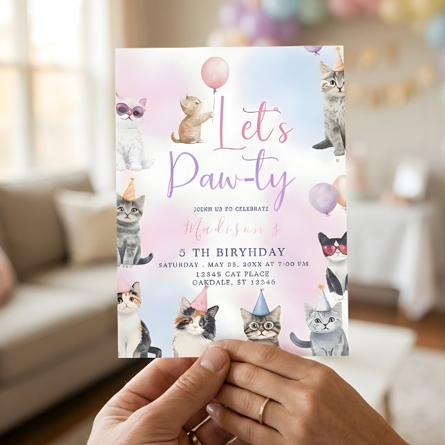 Let's Paw-ty! Adorable Cat Birthday Party  Inbjudningar (Skapare uppladdad)