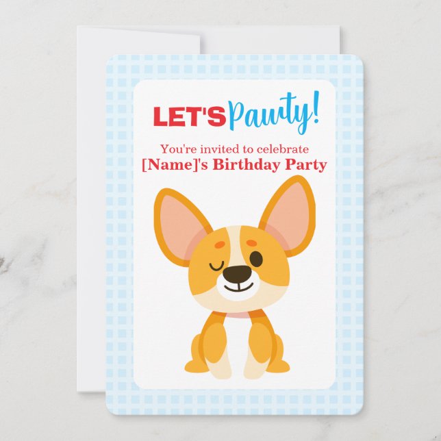 Let's Pawty Corgi Birthday Inbjudningar (Framsida)