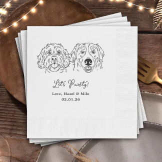 Let's Pawty Custom Dog Drawn Cocktail Wedding Pappersservett