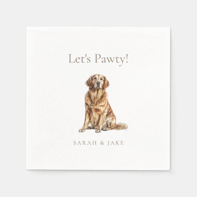 Let's Pawty! Custom Pet Wedding Cocktail Pappersservett (Framsidan)