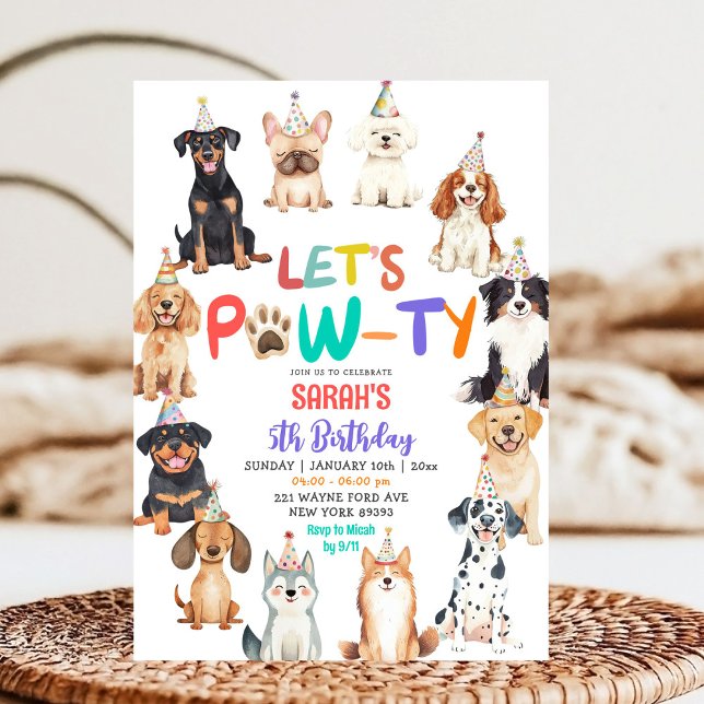 Let's Pawty Dog Lovers Pet Themed Kids Birthday Inbjudningar (Skapare uppladdad)