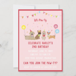Lets Pawty Födelsedagsfest Hundar Inbjudningar