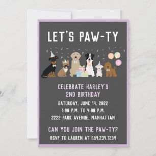 Lets Pawty Födelsedagsfest Hundar Inbjudningar