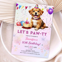 Lets Pawty Hund Födelsedagsfest Girl 10th Birthday