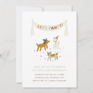 Let's Pawty Hund ThLED Birthday Inbjudningar