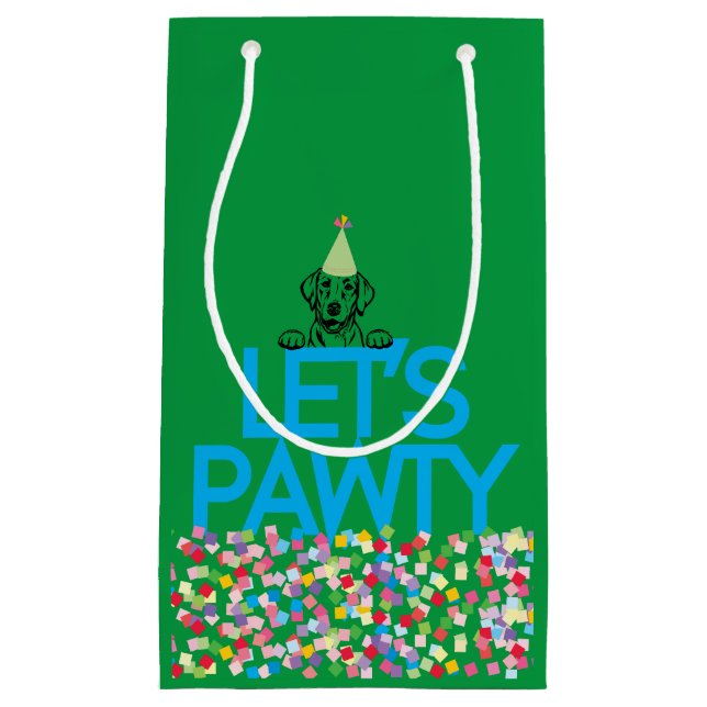 "Let's PAWTY" Labrador Party Grönt Gift Bag (Framsidan)