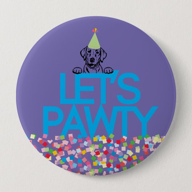 "Let's PAWTY" Labrador Party Knapp (Framsida)