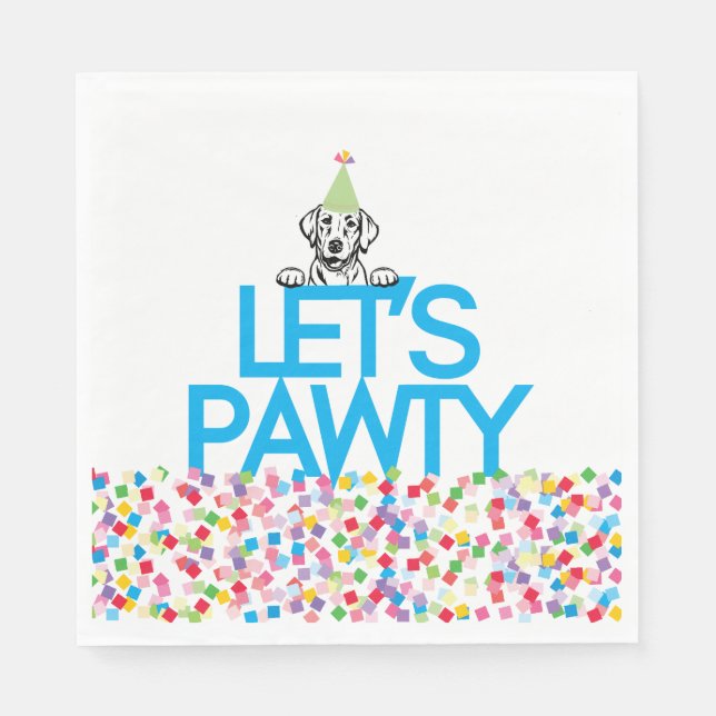 "Let's PAWTY" Labrador Party Luncheon Napkins Pappersservett (Framsidan)