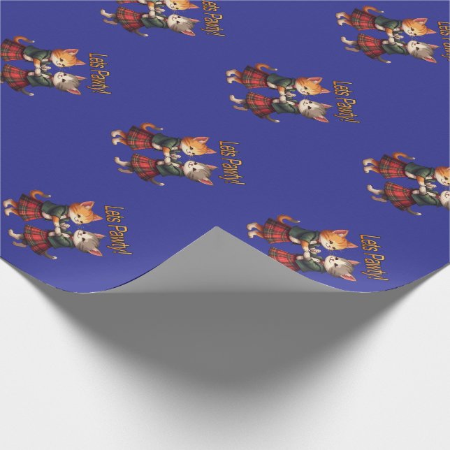 Lets Pawty Orange Cats Dancing Ceilidh Celebration Presentpapper (Hörn)
