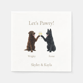 Let's Pawty! Personalized 2 Pets Toasting Cocktail Pappersservett