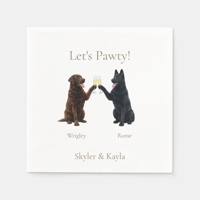 Let's Pawty! Personalized 2 Pets Toasting Cocktail Pappersservett (Framsidan)