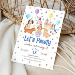 Let's Pawty Puppy Dog Birthday Invitation for Boy Inbjudningar