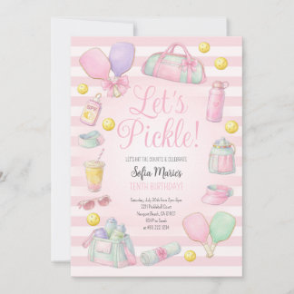 Let's Pickle Pickleball Pink Party Invitation Inbjudningar