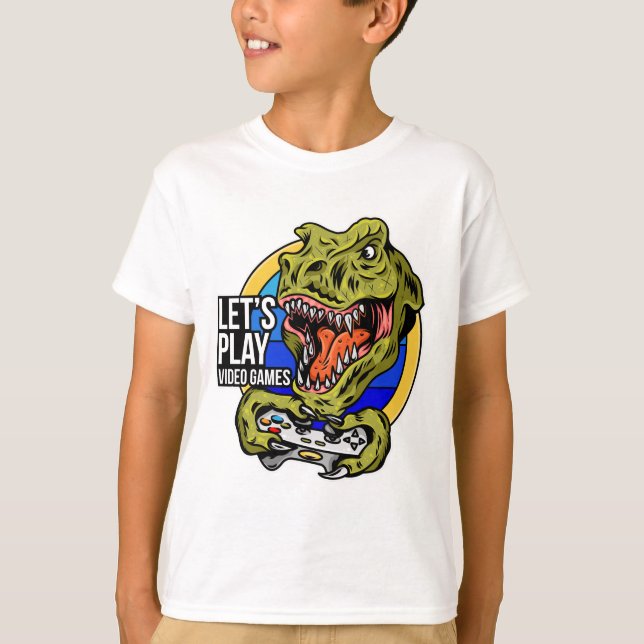 Let's Play T-Rex Gamer   T Shirt (Framsida)
