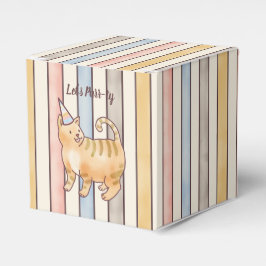 Lets Purr-ty Cat, Pink, Yellow and Blue Stripes  Presentaskar