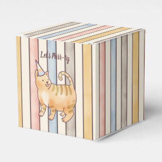 Lets Purr-ty Cat, Pink, Yellow and Blue Stripes  Presentaskar