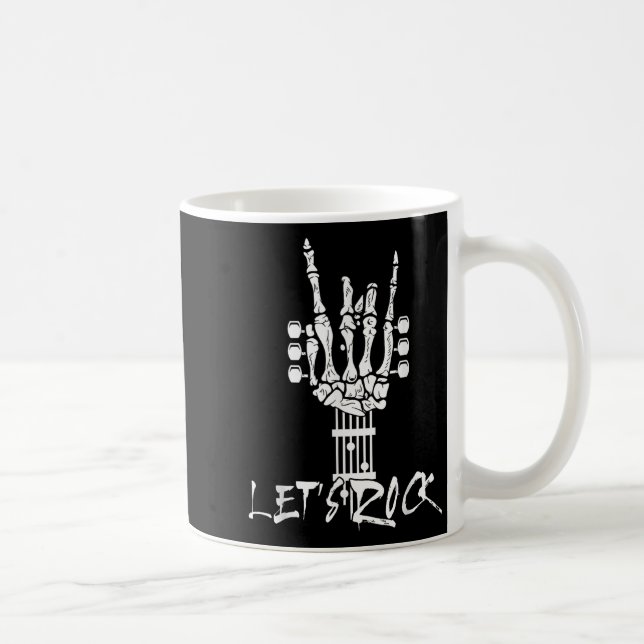 Lets Rock On Halloween Rock And Roll Skeleton Hand Kaffemugg (Höger)
