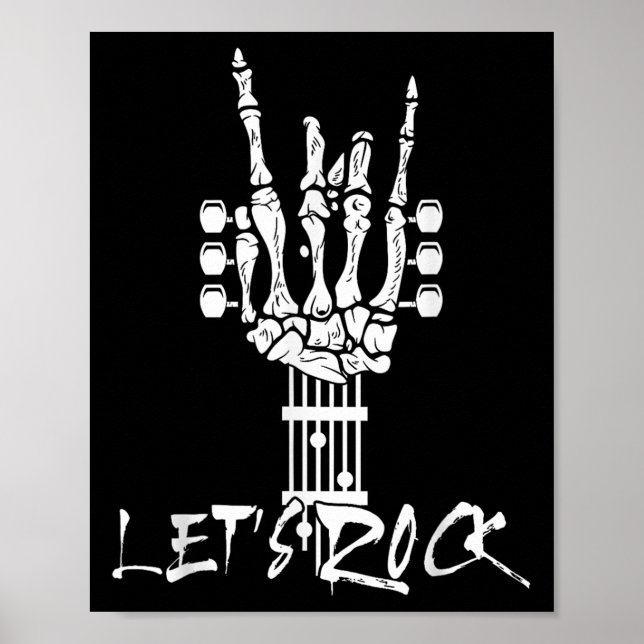 Lets Rock On Halloween Rock And Roll Skeleton Hand Poster (Framsidan)